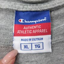 XL/古着 チャンピオン champion 長袖 ビンテージ フットボール Tシャツ メンズ 00s ワンポイントロゴ 大きいサイズ クルーネック グレー 霜_画像3