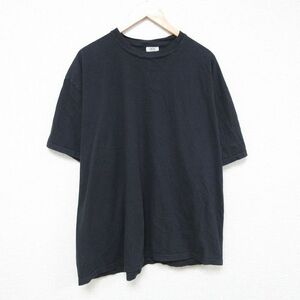 XL/古着 半袖 Tシャツ メンズ 無地 大きいサイズ コットン クルーネック 黒 ブラック 24apr22 中古