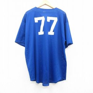 XL/古着 半袖 ベースボール シャツ メンズ 77 メッシュ地 ロング丈 紺 ネイビー 24apr23 中古 トップス