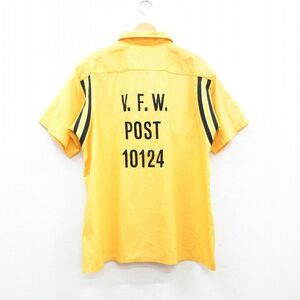 XL/古着 ヒルトン 半袖 ボウリング シャツ メンズ 80s V.F.W. 黄 イエロー 24apr23 中古 トップス