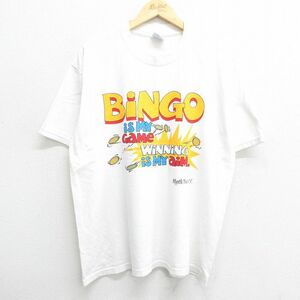 L/古着 ヘインズ 半袖 ビンテージ Tシャツ メンズ 00s BINGO マートルビーチ クルーネック 白 ホワイト 23jul31 中古