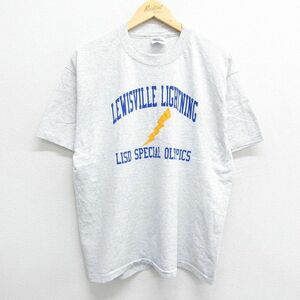 XL/古着 ヘインズ 半袖 ビンテージ Tシャツ メンズ 00s ルイスビルライトニング クルーネック 薄グレー 霜降り 23jul29 中古