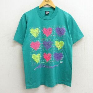 古着 半袖 ビンテージ Tシャツ レディース 80s ハート ミズーリ クルーネック 緑 グリーン 23jul14 中古