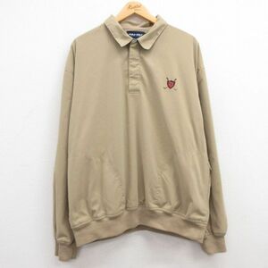 XL/古着 ラルフローレン ポロゴルフ 長袖 ブランド ジャケット メンズ 90s ワンポイントロゴ 大きいサイズ ベージュ カーキ 内側メッシュ s