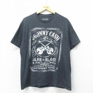 XL/古着 半袖 ロック バンド Tシャツ メンズ ジョニーキャッシュ クルーネック 濃グレー 霜降り 24apr24 中古