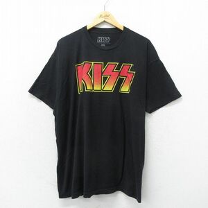 XL/古着 半袖 ロック バンド Tシャツ メンズ キッス KISS 大きいサイズ コットン クルーネック 黒 ブラック 24apr24 中古