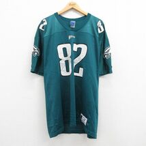 XL/古着 チャンピオン champion 半袖 ビンテージ フットボール Tシャツ メンズ 90s NFL フィラデルフィアイーグルス クリスTジョーンズ 82_画像1