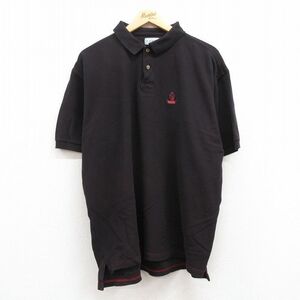 XL/古着 IZOD 半袖 ブラント ポロ シャツ メンズ 90s ワンポイントロゴ 鹿の子 大きいサイズ コットン 濃エンジ 24apr25 中古 トップス