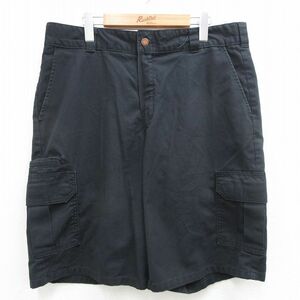 W37/古着 ディッキーズ Dickies ショート ワーク カーゴ パンツ ショーツ メンズ 濃紺 ネイビー 24apr25 中古 ボトムス 短パン ショーパン