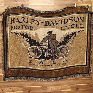 A Harley Davidson ハーレーダビッドソン 大判ラグ カーペット アメリカ古着卸 テーブルクロス アンティーク バイク インテリアの画像1