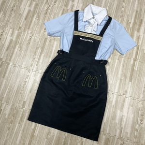 B3290 McDonald's Star old uniform large size 11 number L size frill blouse jumper skirt 2 point set enterprise uniform uniform 1 jpy ~