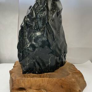 鑑賞石 水石 盆石 台座付 高さ36cm 重量19.5kg 盆栽 赤城山山麓採石 利子 五色石 天然石 景石