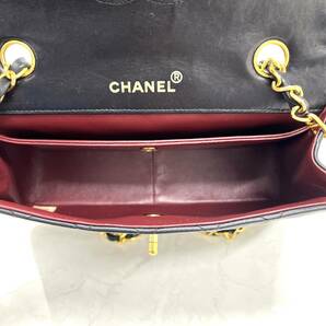 M：『中古美品』CHANEL シャネル マトラッセ チェーンショルダーバッグ ポーチ付き ラムスキン レザー ブラック ゴールド金具の画像7