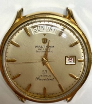 動作確認済 稼動品 WALTHAM DE LUXE President ウォルサム デラックス プレジデント 57石 自動巻 AUTOMATIC デイデイト アンティーク_画像4