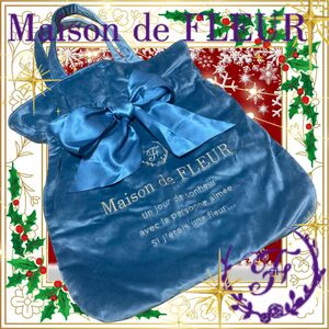 maison de fleur/青ベルベットリボントートバッグ/別珍/ベロア/メゾンドフルール/量産型地雷系/お嬢様/姫系ガーリー