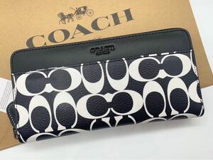 COACH 長財布　シグネチャー　ブラック&ホワイト　アウトレット品