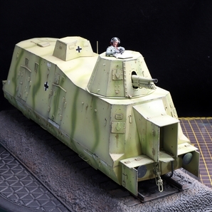 1/35 ドイツ軍 BP-42装甲列車（砲車）搭乗員フィギュア×1体セット 制作完成品（線路ベース長さ335ｍｍ）の画像7