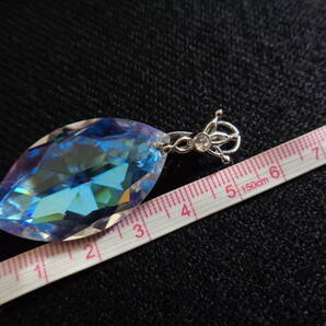 ＊100円～【美品】SWAROVSKI スワロフスキー クリスタルガラス シルバー×クリア 大粒 ネックレストップ＊T-07の画像4