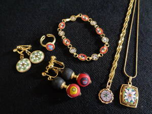 *100 jpy ~[ glass skill ]venechi Anne glass micro mo The ik..... necklace / bracele / earrings / ring 6 point set *T-68