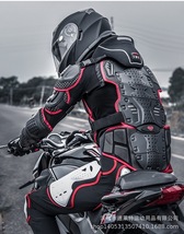 F079モトクロス オフロード バイク用 バイクウエア 上半身プロテクター +レーシングパンツ +ネックガード 3点セット 黒赤_画像2