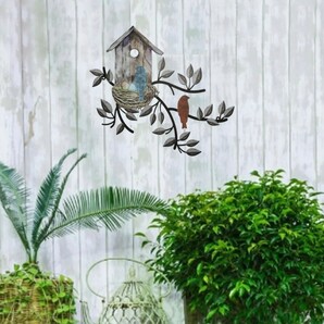 メタルバード HANAKO  ガーデンオーナメント 小鳥の家 金属 ガーデンオブジェの画像9