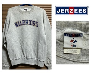 美品！お勧め！！ 90s ヴィンテージ JERZEES★WARRIORS プリントスウェット/アッシュグレー