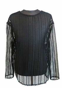 新品 2XLサイズ メッシュの長袖Tシャツ 1646 黒 ブラック シースルー 透け透けTシャツ レイヤード ヴィジュアル系 セクシー衣装 コスプレ