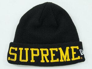 23AW Supreme New Era Varsity Beanie ニューエラ ビーニー ニットキャップ バーシティ ロゴ 黒 ブラック Black シュプリーム F