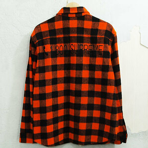 美品 Supreme 1-800 Buffalo Plaid Shirt バッファロー プレイド シャツ ロゴ オレンジ Orange シュプリーム Fの画像2