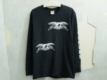 希少 L Supreme ANTIHERO Long Sleeve Logo Tee 長袖 Tシャツ ロンT ロングスリーブ L/S 黒 ブラック シュプリーム アンタイヒーロー FT_画像2