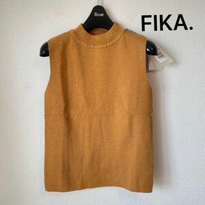 【新品】FIKA. ノースリーブニット ハイゲージ ハイネック オレンジ ブラウン系 プルオーバー