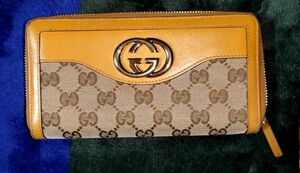 GUCCI グッチ 長財布 インターロッキングG ブラウン系 ラウンドファスナー GGキャンバス GG柄 ウォレット