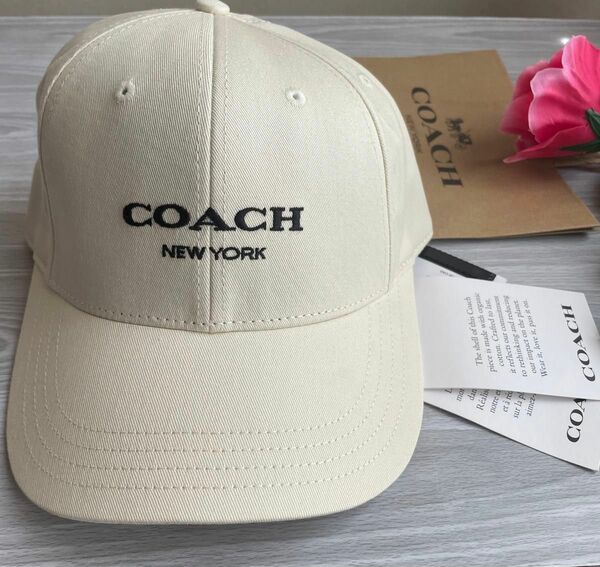 新品　COACH ベースボールキャップ　コーチ　キャップ　白　ホワイト　コットン　本物　ch409 CH409