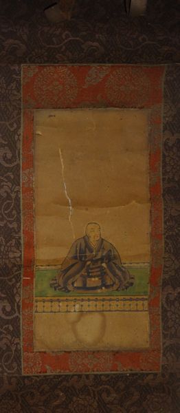 Rare Antique Temple High Priest Monk Monk Facing Left Rosary Paper Book Hanging Scroll Buddhism Temple Painting Japanese Painting Antique Art, artwork, book, hanging scroll