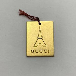 GUCCI グッチ メタルプレート ゴールド ノベルティ 非売品 塔 ロゴ シンプル アクセサリー ペンダント チョーカー 管理HS35680