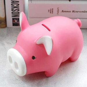 【美品】Doggy 貯金箱 PVC かわいい 壊れない貯金箱 ピンクの子豚