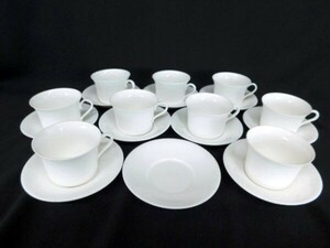 K211★Noritake BONE CHINA Studio-Collection カップ&ソーサー 19点 ノリタケ アラジンランプ印 ホワイト系 ティーセット★送料780円～