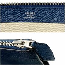 【良品】エルメス HERMES ジップ コンピューター クラッチバッグ セカンドバッグ パソコンケース タブレットケース 書類ケース ブルー _画像7