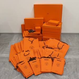 IT8EUM1LIXKA 即決 本物 HERMES エルメス BOX ショッパー 純正 紙袋 オレンジ 空き箱 時計ケース まとめ インテリア 箱14個 紙袋70枚