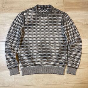 定価35万 Loro Piana ロロピアーナ カシミヤ100 レザー クルーネックニットセーター ブラウン Mancora Crew Neck 50 ブラウン L