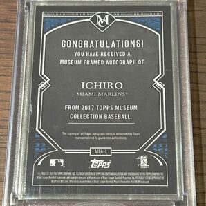 TOPPS 2017 MUSEUM COLLECTION ICHIRO SILVER INK AUTO /15の画像2