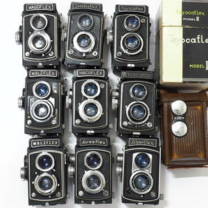 Airesflex Alpenflex HACOFLEX Toyocaflex WAGOFLEX WALTZFLEX Zenobiaflex Made in Japan Twin Lens Reflex Camera 日本製 二眼レフ 9台