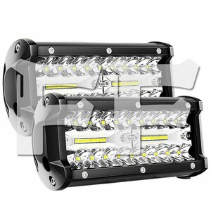 7インチ LED ワークライト 作業灯 120W 6500K ホワイト 照明 トラック SUV ボート 建設機械 12V/24V兼用 SM120W 2個 新品