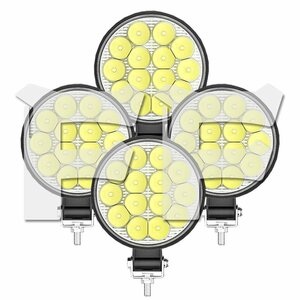 送料無料.. 42W 作業灯 LED ワークライト 6500K 広角タイプ ホワイト 12V 車 SUV UTV ATV ボート 4X4 建築機械 道路照明 工事現場 4個