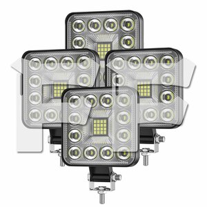 送料無料.. 28W 広角タイプ 3インチ LED 作業灯 ワークライト 6500K ホワイト 2800LM 12V/24 SUV UTV ATV ボート 建築機械 工事現場 4個