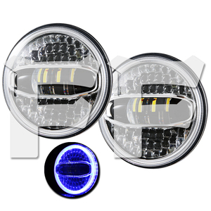 送料無料.. JEEP ラングラー 7インチ LED ヘッドライト ホワイト ブルー プロジェクターレンズ Hi.Low.DRL.ウインカー JK LJ MS-1088B 新品