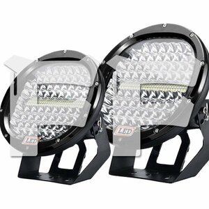  free shipping.. super long distance lighting 378W STOP/FLOOD white 9 -inch LED working light working light truck boat lighting 9C-378W black 12V/24V 2 piece new goods 