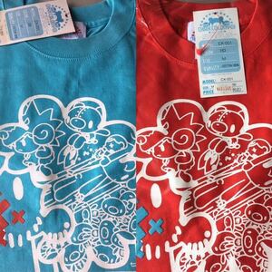 [ forest zipper . raw official ]*CHAX COLONY~ T-shirt [ lady's M size, light blue & red ]( unused * unopened goods 2 pieces set )