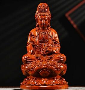  chinese quince real tree sculpture **. sound bodhisattva Buddhist image ornament 18cm