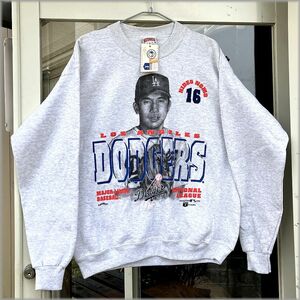 ★ロサンゼルス ドジャーズ　野茂英雄　デッドストック　90s USA製　スウェット トレーナー　M　NUTMEG★検 ビンテージ MLB メジャーリーグ